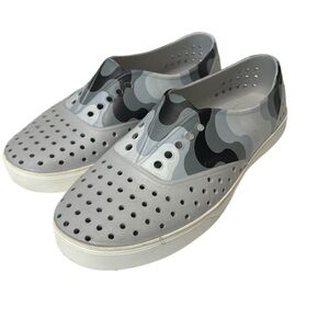 Native Miller Gray and Black Patterned Women's Slip-On Flats